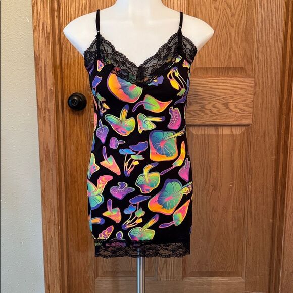 BODYRAGE Psychedelic Neon Mushroom Bodycon Mini Dress - Picture 10 of 10